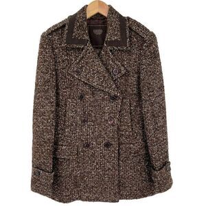 ‎Coach Wool Mohair Blend Tweed Peacoat Brown Women Size 8